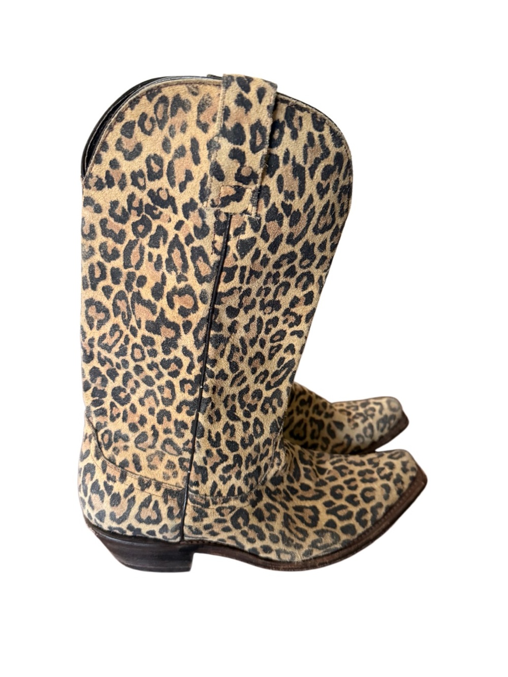 Leopard Print Women's Western Boots by Pecos Bill -Tan Black -Size 8 - Picture 3 of 12
